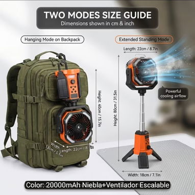 Ventilador recargable de 20mil miliamperio con paneles solares integrado. - Img 126503108