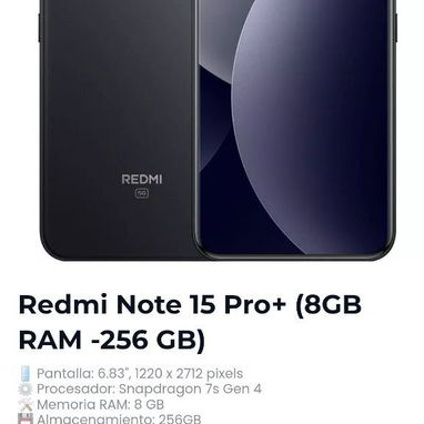 Redmi Note 15 Pro+ (8GB RAM -256 GB) sellado caja nailon dual sim version global no compres mas chinos. note 14 pro plus - Img 115899201