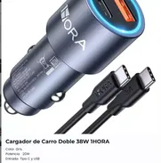 Cargador de Carro Doble 38W 1HORA entrda tipo c y usb.54741004 - Img 49787937