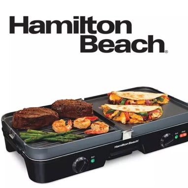 Parrilla eléctrica - Hamilton Beach-utilizarble como parrilla,  plancha o como ambos a la vez-Nueva - Img 100639093