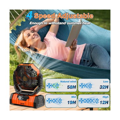 Ventilador portátil recargable para camping Multper de 20000 mAh con control remoto y luz LED camping fan - Img 126433011