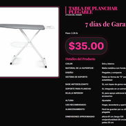 Tabla planchar gris/blanca con soporte de plancha, Planchador compacto con rejilla inferior metálica . - Img 57354674