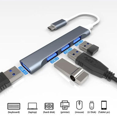 🔌 Hub USB-C 3.0 Alta Velocidad de 4 Puertos 🌐 Macbook, PC, Laptop. - Img 126074352
