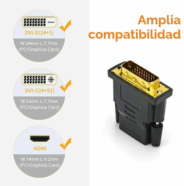 ADAPTADOR CONVERSOR DVI 24 + 1 MACHO A HDMI HEMBRA - Img 70718536