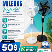 Ventilador Recargable Milexus de Pedestal. ✔️ Recargable ✔️ Potente y silencioso ✔️ Disponible en blanco y negro ✔️ Ide - Img 55490375