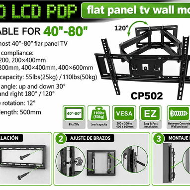 📺 Soporte articulado para TV 40″–80″ — 40 USD - 3/4