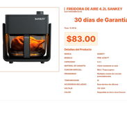 Resistencia inmediata ofrece esta Freidora de aire Sankey de estreno VPT#-0140 - Img 55666026