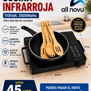 cocina infrarroja All Novu 3500W con sartén y utensilios de madera - Img 55340271