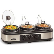 Olla de Cocción Lenta Bella Triple - 3 * 1.42L (4.5QT Total) - Acero Inoxidable/Negro - Control Independiente en 140 usd - Img 54733212