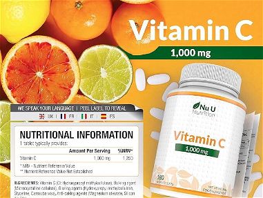 Vitamina C 1000 mg - 180 tabletas veganas - Suministro x 6 meses Sellado. vence 03/26 - Img 67463541