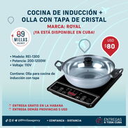 Cocina de inducción con olla y tapa de cristal - Img 46064481