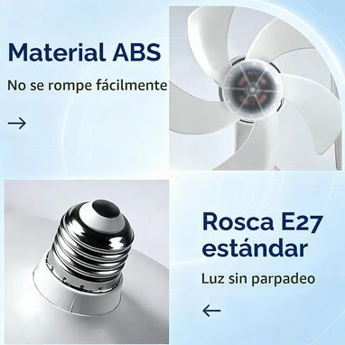 Lámpara con Bombilla,y ventilador de techo atornillada E27 2 en 1 con mando Diseño de 4 cabezales, LED/Diana - 3/7