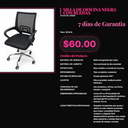 Silla oficina ejecutiva negra con ruedas y asiento de tela, Silla oficina giratoria 360 negra base 5 puntas cromada . - Img 57354565