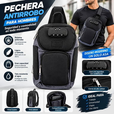 Pechera o cartera de hombre antirrobo extrasize - 4/4