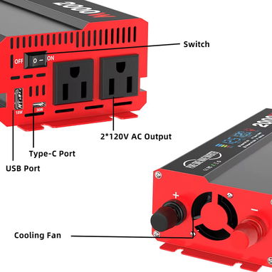 XDZWATT Inverter de onda pura 2000w(800W continios) 12v entrada a 120v 60hz - Img 102014366