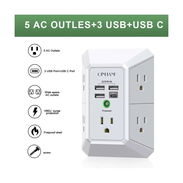 QINLIANF - Cargador de pared, protector de sobretensiones, extensor de 5 tomas de corriente con 4 puertos de carga USB - Img 56478844