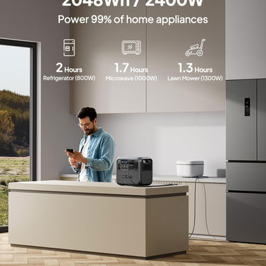 Bluetti AC200L Estación de energía portátil 2048Wh 2400W (3600W Surge) LiFePO4 ampliable a 8192Wh, Salida RV: 30A - 8/10
