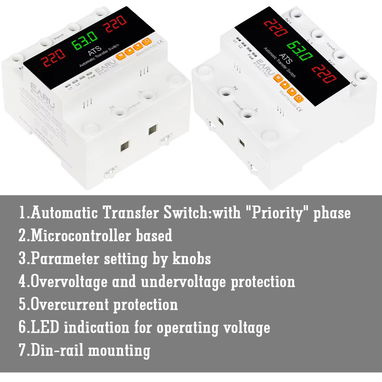 ATS Tranfer y Protector de corriente de sobrevoltaje 2 en 1, 63A 110Vol 2Polos - Img 121066607