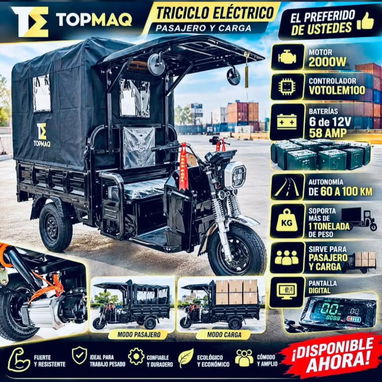 Triciclo TOPMAQ ,Motor 2000 w  y 6 baterías de 12v x 58 amp - 2/2