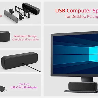 Barra de Sonido Compacta para PC y Laptop (Nueva en Caja) – USB / Type-C *$25 USD* - Img 126641306