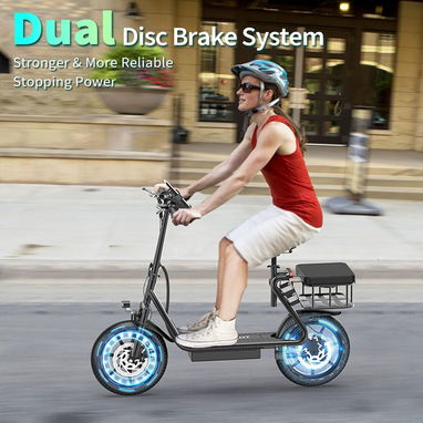 Scooter Eléctrico Plegable 350W/500W hasta 22MPH con Asiento, Suspensión Dual y App - 2/3