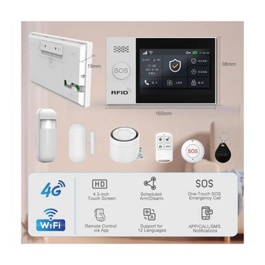 Sistema de alarma para hogar con pantalla táctil y 24 piezas - 3/3