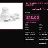 AQUA-Q Q7-15-ST02A Ducha 4600W 110V 10kPa-400kPa, Ducha AQUA-Q 4600W 110V 400kPa Presión Máxima . - Img 57451003