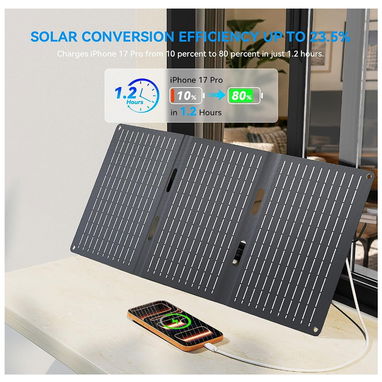 Panel solar portátil plegable de 30 W puertos USB-A y USB-C - 3/5