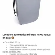 🧺 Lavadora Automática Milexus 7.5kg – Nueva en caja Carga superior con panel digital y múltiples programas de lavado. - Img 57557115