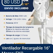 Ventilador recargable EKO de pedestal 16 pulgadas - Img 55606214