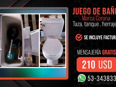 Juego de baño Marca Corona ( Taza-tanque-herrajes)  Factura, garantía y Mensajería Gratis (La Habana) - Img main-image-45722395