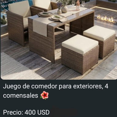 Juego de muebles para exteriores (mesas, sillón, columpio, sillas, sombrillas y toldos) varios modelos - 4/9
