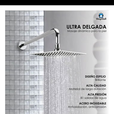 Regadera De Lujo Tipo Lluvia Incluido tubo De 30cms Acero en Color Plateado - Img 117211904