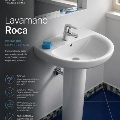 Muebles e y Espejo, lavamano e pedestal Roca, lavamano Aloa, Lavamano sobre Roca - 3/6