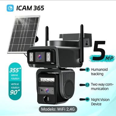 Camara de seguridad de doble cardan con panel solar - Img 123284151
