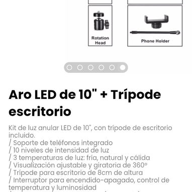 Kit de luz anular LED de 10", con trípode de escritorio incluido. - Img 123282559