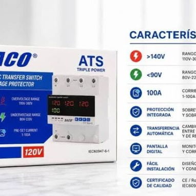 ATS TRANFER DIGITAL AUTOMÁTICO CON PROTECTOR DE VOLTAJE ⚡ - 3/4