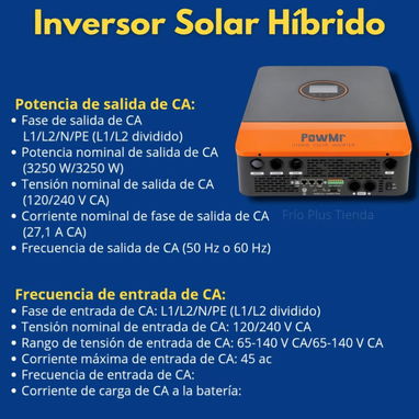 Inversor Híbrido POWMR 6.5KW 120/240VAC – 48VDC 💪  ✅ Onda sinusoidal pura 6500W - Img 122660357