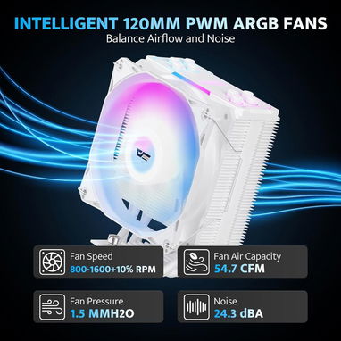 (X) Enfriador CPU darkFlash Z4Pro Mist – 120mm, TDP 200W, 4 Heatpipes, ARGB, Compatible Intel/AMD $41.63 - Img 126480794
