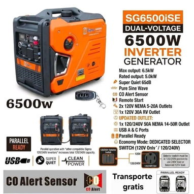 Planta eléctrica Sigma 6500w 110/220v inverter silenciosa dual fuel (gas butano y gasolina) Nueva en caja - 2/3