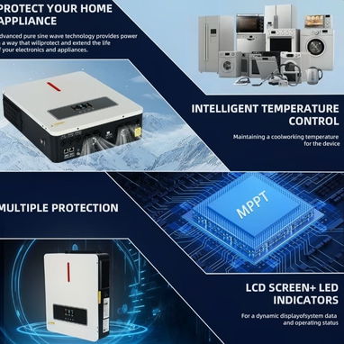 Inversor Solar Híbrido 3600W 24V a 110V/120V Onda Pura con MPPT 120A – Todo en Uno para Sistema Solar, Hogar y RV - 2/3