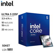 190usd Procesador Intel Core Ultra 5 225F 2.7 / 4.9GHz 10 Nucleos LGA1851 - Img 56787057