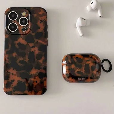 ☎️53544655 🛵 Entrega Disponible ⭐Funda de Silicona para AirPods Pro 2 – Leopardo Ámbar Retro ⭐ - 2/9