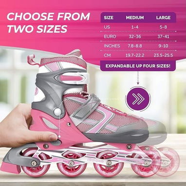 Patines en Línea Ajustables para Niña – Rosa y Gris | Nuevo | videojuegoshabana.com/p/1480 - 3/5