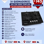 Cocina de gas 4Q empotrada con vidrio templado - Img 54749579
