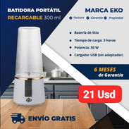 Batidora Portátil Recargable Eko, Garantía de 6 meses, Entrega gratis para toda La Habana - Img 50691872