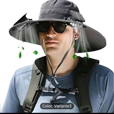 Sombrero con ventilador y panel solar - 2/5