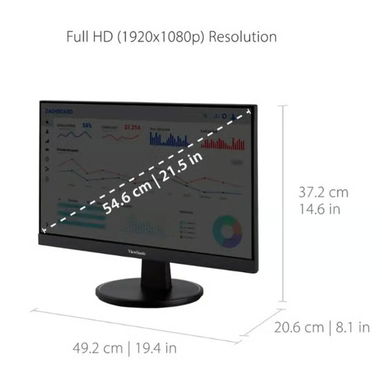 Monitor ViewSonic 22" FHD 100Hz Adaptive Sync Monitor (HDMI, VGA) (Modelo: VA2247-MH) - Negro 🔶 $165 - 3/5