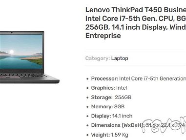 Se vende laptop Lenovo Thinkpad, Intel Core i7 - 5ta Generación, 8GB RAM, 256GB Almacenamiento, SO Windows 10 Enterprise - Img 67930715