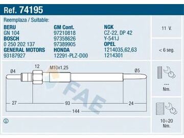 bujias de precalentamiento para Opel Astra 1.7  16V Diesel  rosca M10 X 1,25 ,son largas DE 14,5 CM - Img 67931066